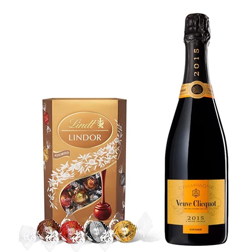 Veuve Clicquot Vintage 2015 Champagne 75cl With Lindt Lindor Assorted Truffles 200g